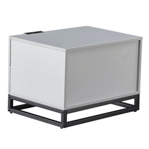English Elm 22 Inch Two Tone Compact Nightstand with Dual Drawers for Modern Bedroom Storage W2948P245251
