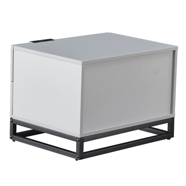 English Elm 22 Inch Two Tone Compact Nightstand with Dual Drawers for Modern Bedroom Storage W2948P245251