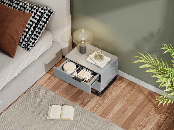English Elm 22 Inch Two Tone Compact Nightstand with Dual Drawers for Modern Bedroom Storage W2948P245251