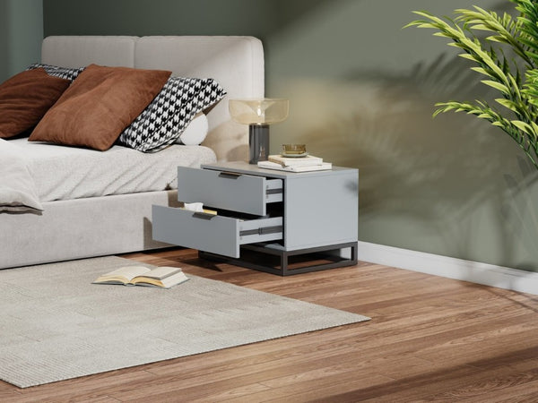 English Elm 22 Inch Two Tone Compact Nightstand with Dual Drawers for Modern Bedroom Storage W2948P245251