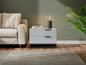 English Elm 22 Inch Two Tone Compact Nightstand with Dual Drawers for Modern Bedroom Storage W2948P245251