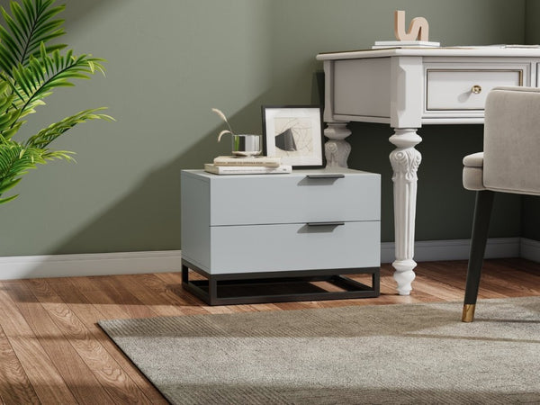 English Elm 22 Inch Two Tone Compact Nightstand with Dual Drawers for Modern Bedroom Storage W2948P245251
