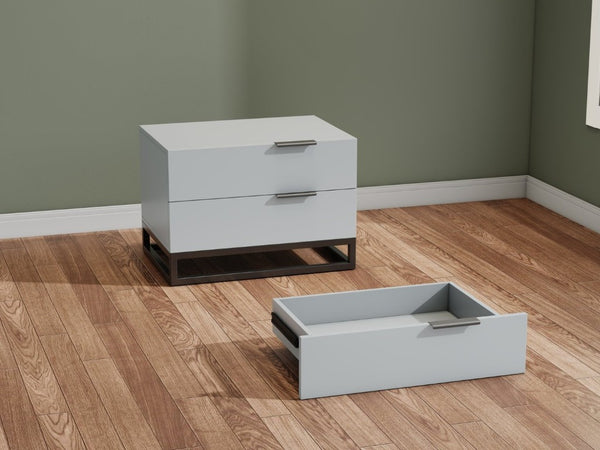 English Elm 22 Inch Two Tone Compact Nightstand with Dual Drawers for Modern Bedroom Storage W2948P245251