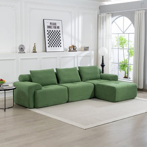 English Elm L-Shaped Corduroy Sectional Sofa Bed with Memory Foam for Apartments and Living Rooms W2959S00015