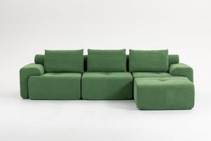 English Elm L-Shaped Corduroy Sectional Sofa Bed with Memory Foam for Apartments and Living Rooms W2959S00015