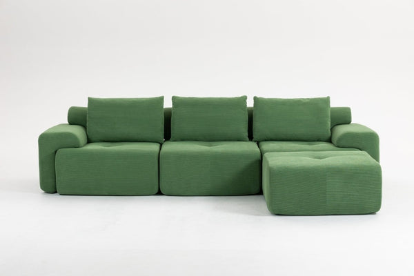 English Elm L-Shaped Corduroy Sectional Sofa Bed with Memory Foam for Apartments and Living Rooms W2959S00015