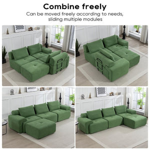 English Elm L-Shaped Corduroy Sectional Sofa Bed with Memory Foam for Apartments and Living Rooms W2959S00015