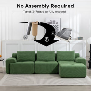 English Elm L-Shaped Corduroy Sectional Sofa Bed with Memory Foam for Apartments and Living Rooms W2959S00015