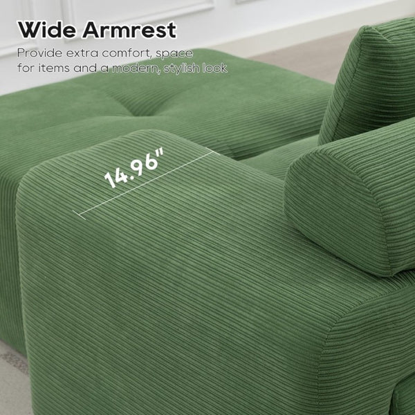 English Elm L-Shaped Corduroy Sectional Sofa Bed with Memory Foam for Apartments and Living Rooms W2959S00015