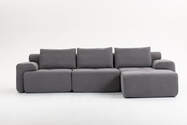 English Elm L-Shaped Corduroy Sectional Sofa Bed with Memory Foam and Steel Frame Ready to Use W2959S00017
