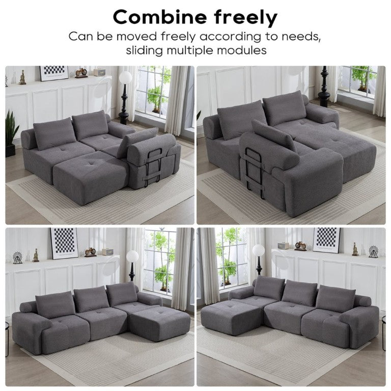English Elm L-Shaped Corduroy Sectional Sofa Bed with Memory Foam and Steel Frame Ready to Use W2959S00017