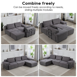 English Elm L-Shaped Corduroy Sectional Sofa Bed with Memory Foam and Steel Frame Ready to Use W2959S00017