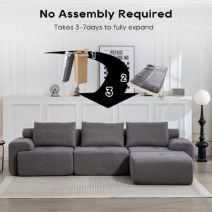 English Elm L-Shaped Corduroy Sectional Sofa Bed with Memory Foam and Steel Frame Ready to Use W2959S00017