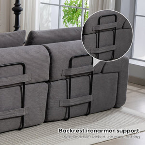 English Elm L-Shaped Corduroy Sectional Sofa Bed with Memory Foam and Steel Frame Ready to Use W2959S00017