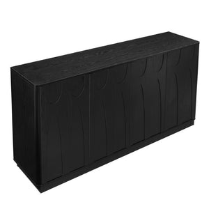 English Elm 64-Inch Wood Grain Media Console with Magnetic Doors and Adjustable Shelving for Living Rooms W2972P514560