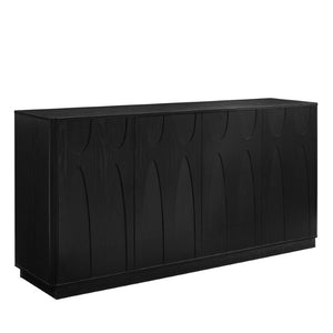English Elm 64-Inch Wood Grain Media Console with Magnetic Doors and Adjustable Shelving for Living Rooms W2972P514560