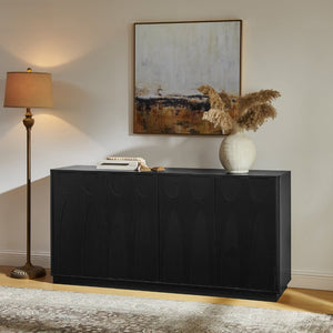 English Elm 64-Inch Wood Grain Media Console with Magnetic Doors and Adjustable Shelving for Living Rooms W2972P514560