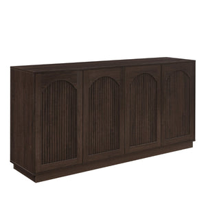 English Elm 64-inch Media Console Low Profile Mdf Tv Stand with Magnetic Doors for Living Room Walnut W2972P514562