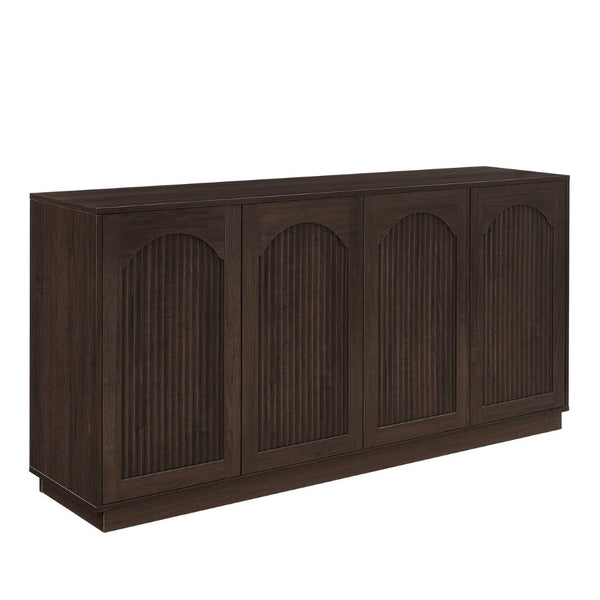 English Elm 64-inch Media Console Low Profile Mdf Tv Stand with Magnetic Doors for Living Room Walnut W2972P514562
