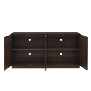 English Elm 64-inch Media Console Low Profile Mdf Tv Stand with Magnetic Doors for Living Room Walnut W2972P514562