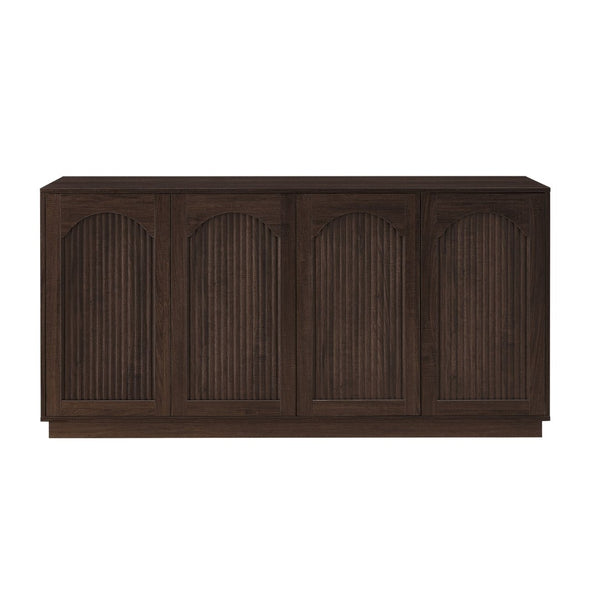 English Elm 64-inch Media Console Low Profile Mdf Tv Stand with Magnetic Doors for Living Room Walnut W2972P514562