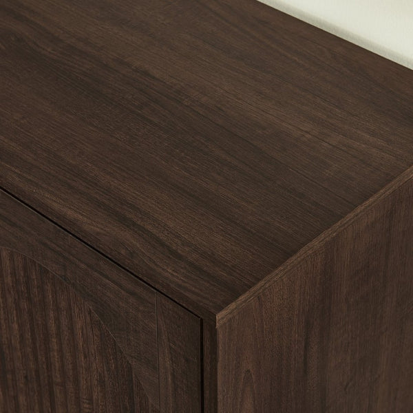 English Elm 64-inch Media Console Low Profile Mdf Tv Stand with Magnetic Doors for Living Room Walnut W2972P514562