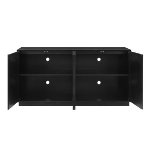 English Elm 64-inch Media Console Low Profile Mdf Tv Stand with Magnetic Doors for Living Room Black W2972P514563