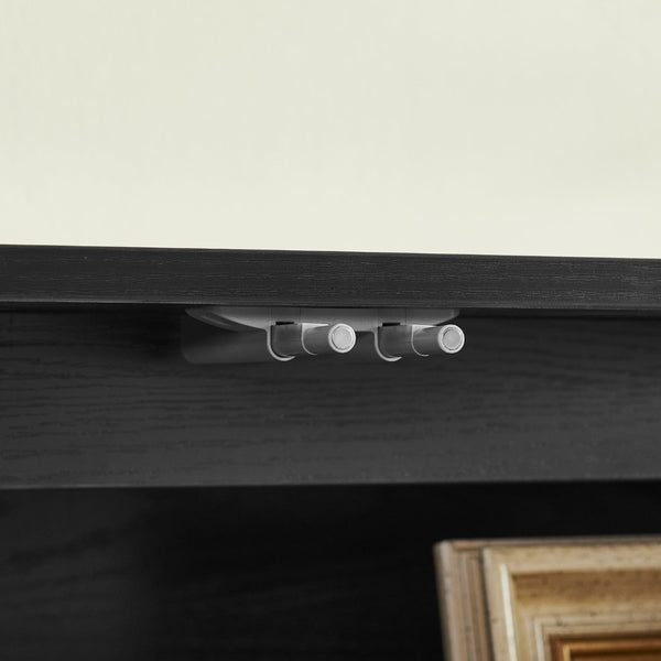 English Elm 64-inch Media Console Low Profile Mdf Tv Stand with Magnetic Doors for Living Room Black W2972P514563