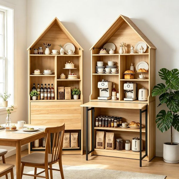 English Elm Folding Wall Mounted Convertible Desk Bookshelf with Hidden Work Surface for Small Spaces W2977P499563