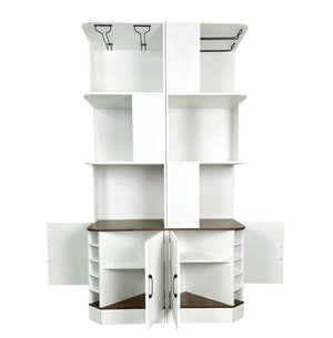 English Elm 2-In-1 Modular Farmhouse Corner Cabinet with Barn Doors Stemware Rack Wine Slots W2977S00003