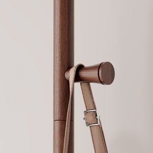 English Elm Coat Rack Solid Wood Walnut Finish Freestanding Entryway Organizer for Slim Modern Spaces W2987P412252
