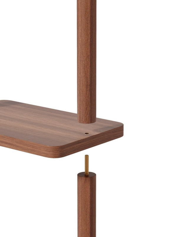 English Elm Coat Rack Solid Wood Walnut Finish Freestanding Entryway Organizer for Slim Modern Spaces W2987P412252