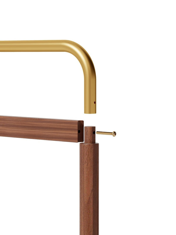 English Elm Coat Rack Solid Wood Walnut Finish Freestanding Entryway Organizer for Slim Modern Spaces W2987P412252