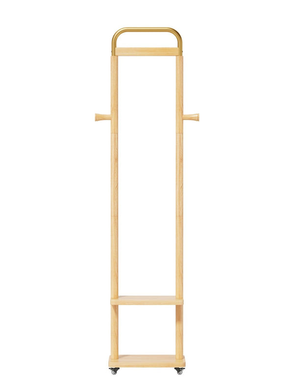 English Elm Coat Rack Freestanding Solid Wood Natural Grain Entryway Organizer for Bedroom Living Room W2987P412415