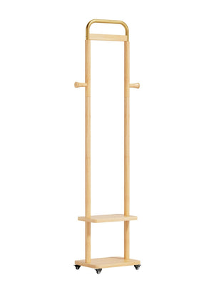 English Elm Coat Rack Freestanding Solid Wood Natural Grain Entryway Organizer for Bedroom Living Room W2987P412415