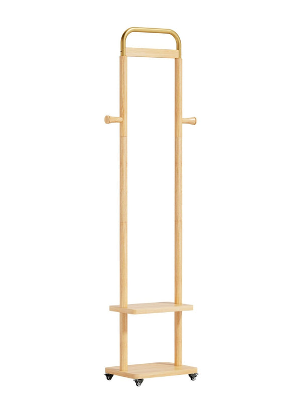 English Elm Coat Rack Freestanding Solid Wood Natural Grain Entryway Organizer for Bedroom Living Room W2987P412415