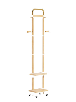 English Elm Coat Rack Freestanding Solid Wood Natural Grain Entryway Organizer for Bedroom Living Room W2987P412415