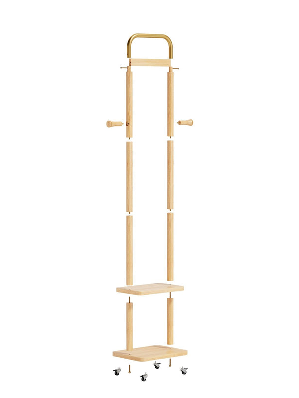 English Elm Coat Rack Freestanding Solid Wood Natural Grain Entryway Organizer for Bedroom Living Room W2987P412415