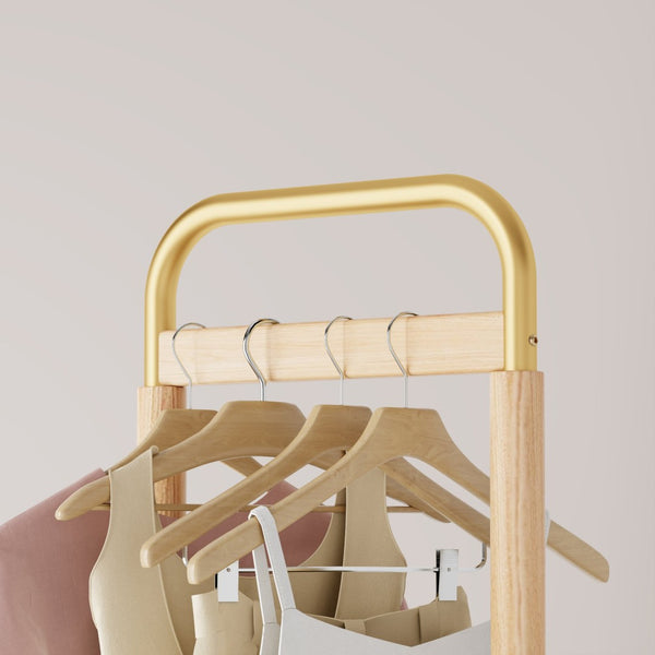 English Elm Coat Rack Freestanding Solid Wood Natural Grain Entryway Organizer for Bedroom Living Room W2987P412415