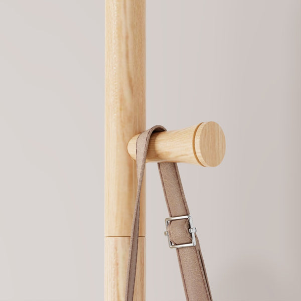 English Elm Coat Rack Freestanding Solid Wood Natural Grain Entryway Organizer for Bedroom Living Room W2987P412415