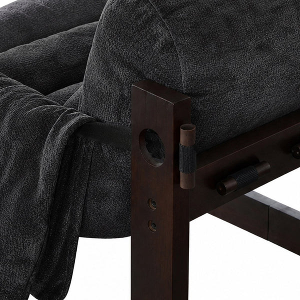 English Elm Chenille Upholstered Accent Chair with Rolled Arms Wooden Frame for Reading Nook or Living Room Dark Gray W2989P400348