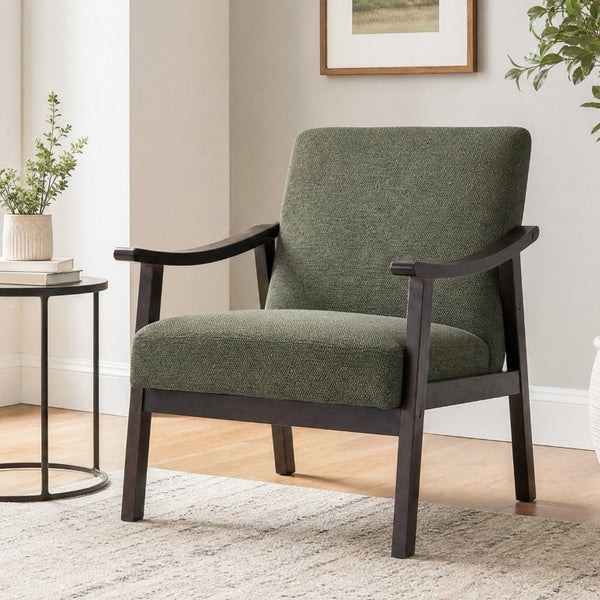 English Elm Medieval-Inspired Wingback Armchair Solid Wood Legs Upholstered Reading Accent Seat W2989P506959