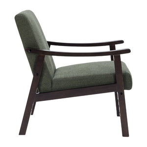 English Elm Medieval-Inspired Wingback Armchair Solid Wood Legs Upholstered Reading Accent Seat W2989P506959