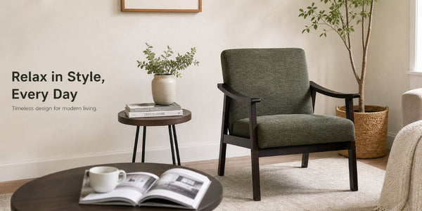 English Elm Medieval-Inspired Wingback Armchair Solid Wood Legs Upholstered Reading Accent Seat W2989P506959