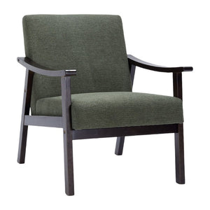 English Elm Medieval-Inspired Wingback Armchair Solid Wood Legs Upholstered Reading Accent Seat W2989P506959
