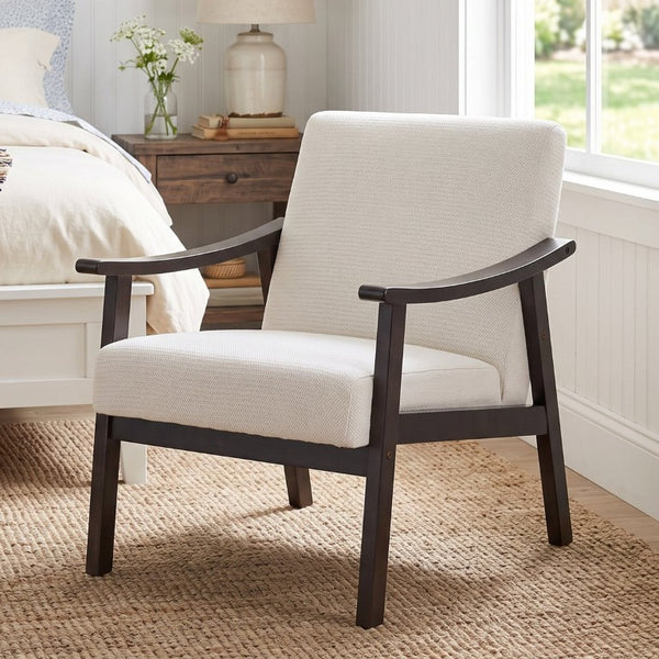 English Elm Medieval-Inspired Wingback Accent Chair Tall Backrest Solid Wood Legs Reading Lounge W2989P506961