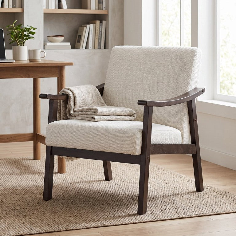 English Elm Medieval-Inspired Wingback Accent Chair Tall Backrest Solid Wood Legs Reading Lounge W2989P506961