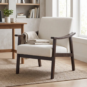 English Elm Medieval-Inspired Wingback Accent Chair Tall Backrest Solid Wood Legs Reading Lounge W2989P506961