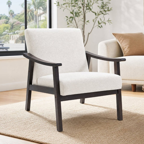 English Elm Medieval-Inspired Wingback Accent Chair Tall Backrest Solid Wood Legs Reading Lounge W2989P506961
