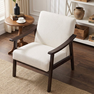 English Elm Medieval-Inspired Wingback Accent Chair Tall Backrest Solid Wood Legs Reading Lounge W2989P506961